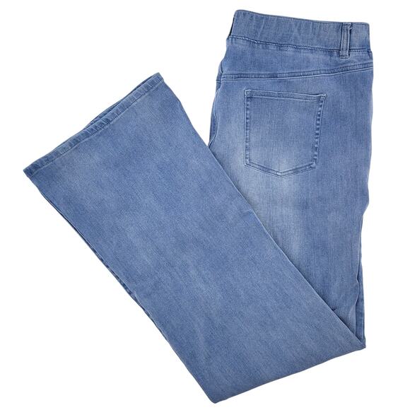 Betabrand Jeans Women's XL Light Blue High Rise Wide Leg Pull On Stretch Comfort - Picture 1 of 8